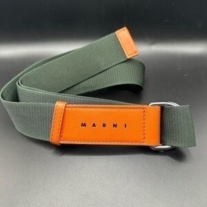 Marni Green Canvas Leather D Ring Belt
